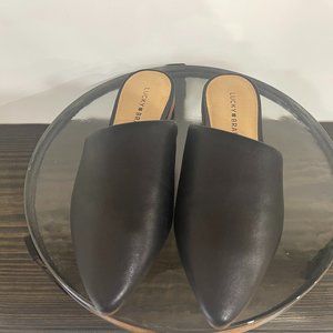 Lucky Brand Bairey Black Leather Mule Size 7